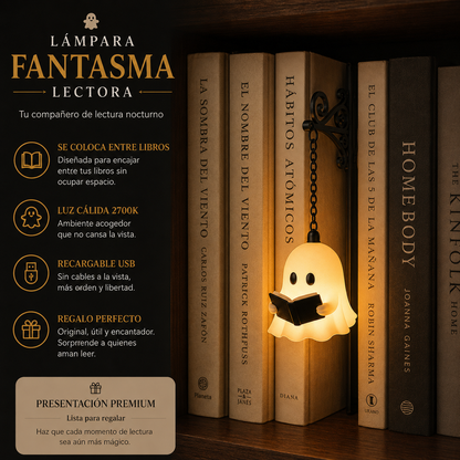 BiblioBoo — Lámpara Fantasma Lectora